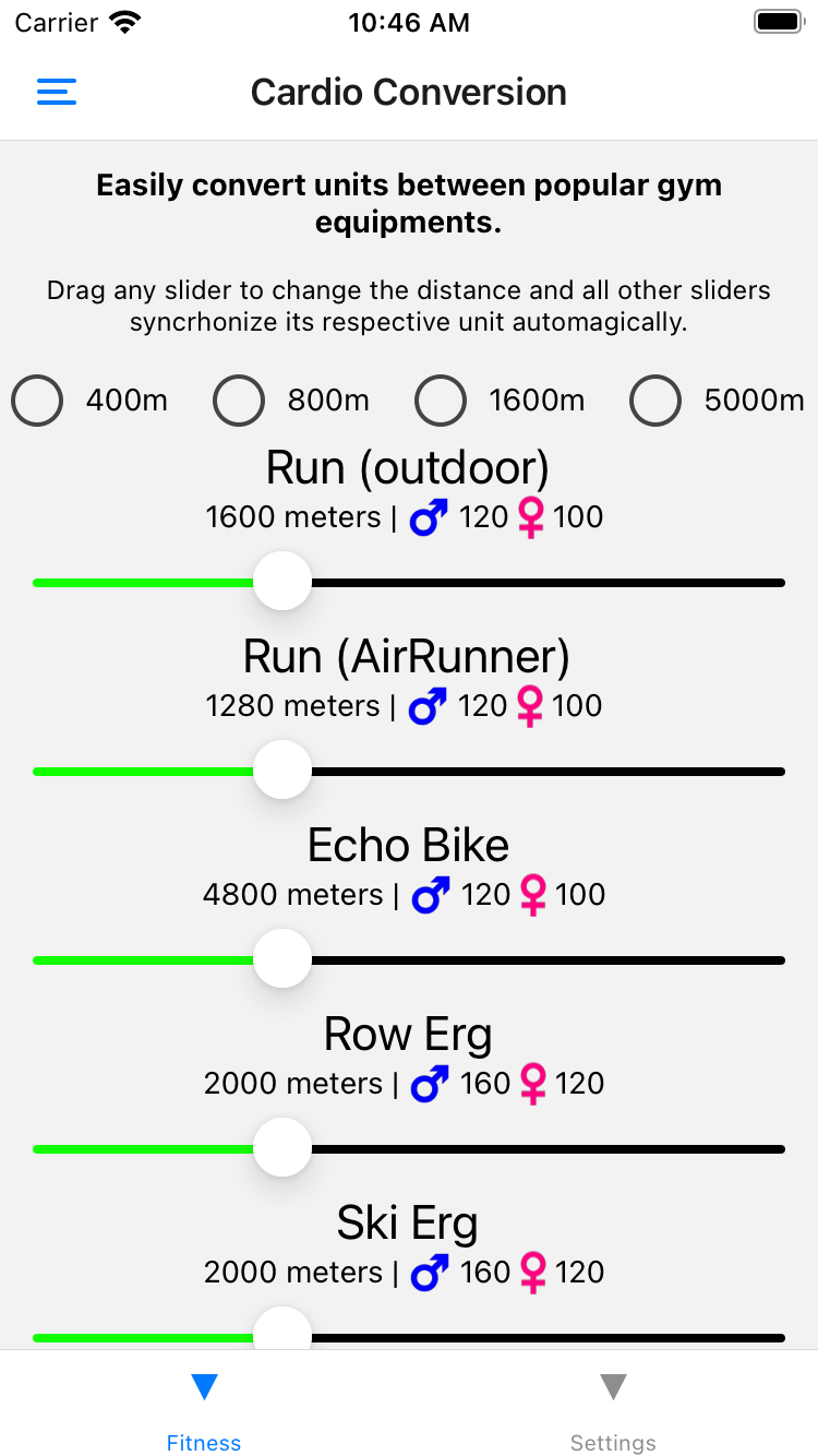 Cardio Conversion app preview